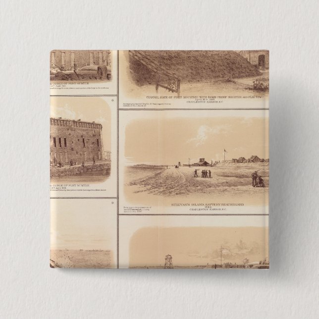 Chapa Cuadrada Forts Sumter & Moultrie, Isla de Sullivan (Anverso)