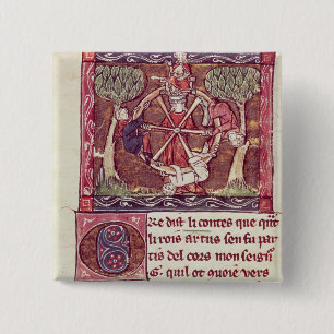 Chapa Cuadrada Fortuna ciega de la diosa con rey Arturo