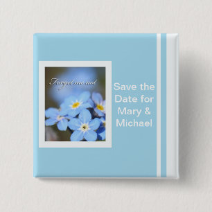 Chapa Cuadrada Foto de Forget-Me-Not en azul