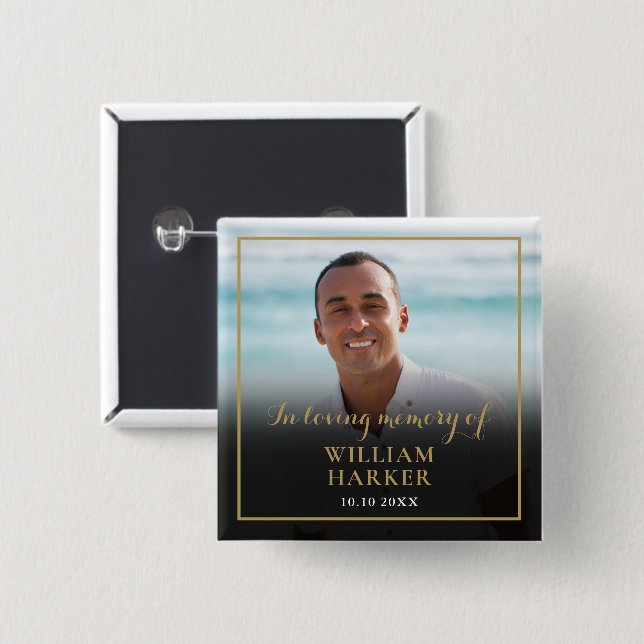Chapa Cuadrada Foto de funeral de Love Memory (Anverso y reverso)