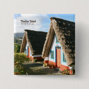 Chapa Cuadrada Foto de la isla de Madeira con casas típicas, Port