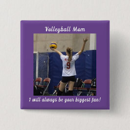Chapa Cuadrada Foto de mamá de voleibol púrpura