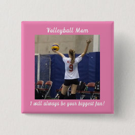 Chapa Cuadrada Foto de mamá de voleibol rosa
