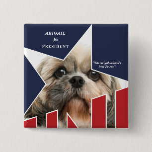 Chapa Cuadrada Foto de perro mascota candidato presidencial elecc