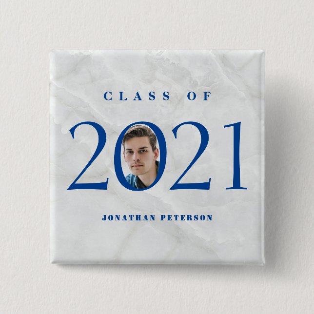 Chapa Cuadrada Foto De Personalizado De Graduado Para Él (Anverso)