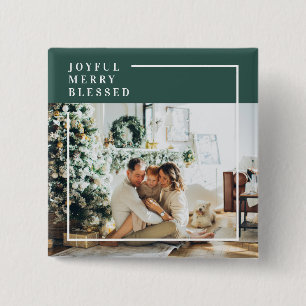 Chapa Cuadrada Foto familiar moderna   Joyful Merry Blessed   Ver
