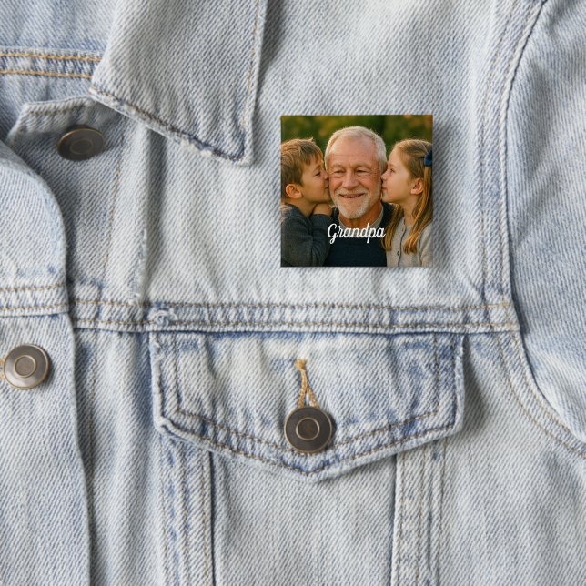Chapa Cuadrada foto personalizada de abuelo (In situ)