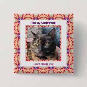 Chapa Cuadrada Foto personalizado Merry Christmas Jolly Mascota C