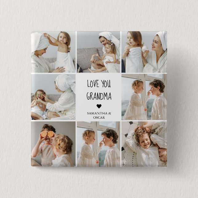 Chapa Cuadrada Fotografía de colección moderna Ama a tu abuela Me (Anverso)