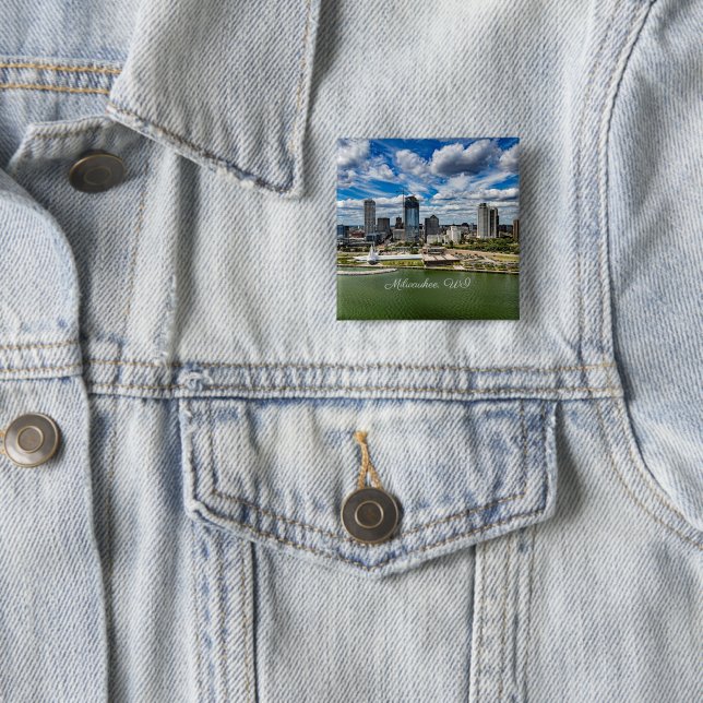 Chapa Cuadrada Fotografía de Milwaukee, Wisconsin, paisaje urbano (In situ)