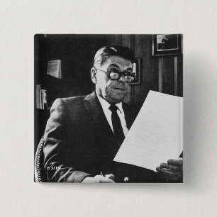Chapa Cuadrada Fotografía de Ronald Reagan
