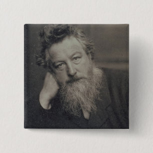 Chapa Cuadrada Fotografía del retrato de William Morris (1834-96