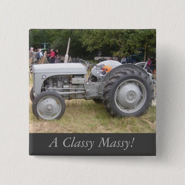 Chapa Cuadrada Fotografía del tractor de fergison Gray Massey Vin (Anverso)