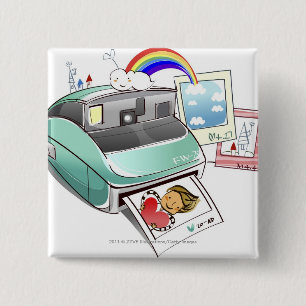 Chapa Cuadrada Fotografía que sale de una cámara instantánea