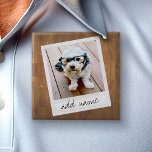 Chapa Cuadrada Fotograma rústico con Instagram cuadrado y madera<br><div class="desc">Un diseño vintage y de moda con un borde retro de imagen que puedes añadir tu selfie o retrato favorito de un amigo. Utilice una foto cuadrada para crear un regalo único y personal o para mantener el cachorro hipster y hacer un keepsake de moda. Si necesita ajustar las imágenes,...</div>