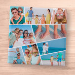 Chapa Cuadrada Fotos del collage de 9 imágenes de un Personalizad<br><div class="desc">Añade nueve (9) fotos personalizados de tu familia y amigos y del año. Agregue sus fotos y,  si es necesario,  desenmascara el grupo de foto y marco,  ajuste la imagen contra el marco y,  a continuación,  haga clic en máscara.</div>