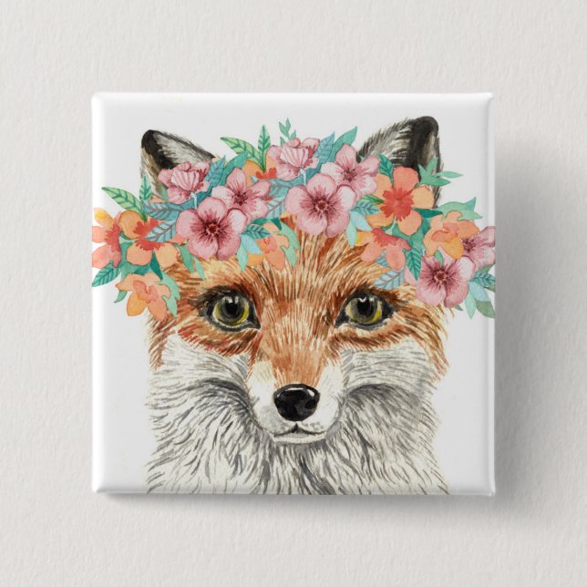 Chapa Cuadrada Fox floral (Anverso)