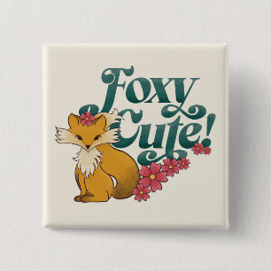Chapa Cuadrada Foxy Cute con flores