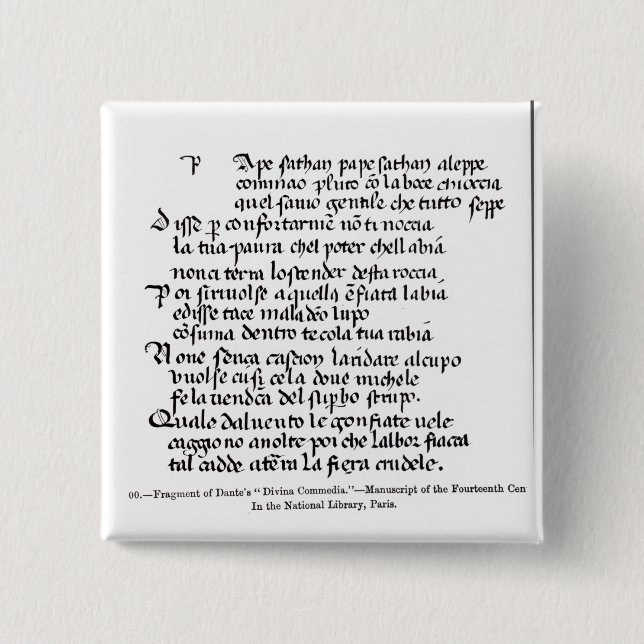 Chapa Cuadrada Fragmento Divina Commedia de Dante de ' (Anverso)