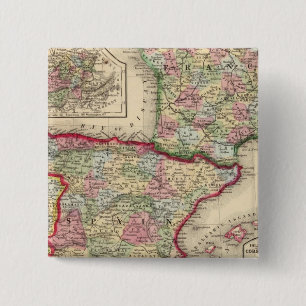 Chapa Cuadrada Francia, España, Portugal Mapa de Mitchell