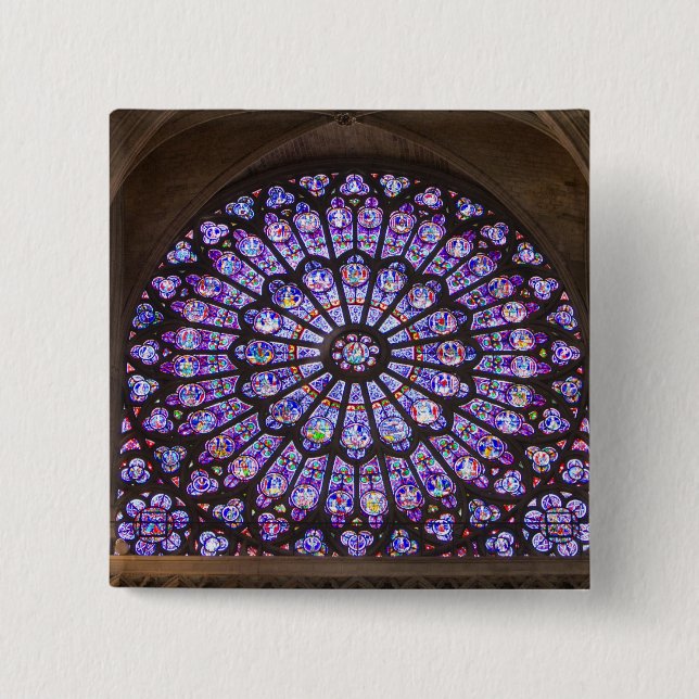 Chapa Cuadrada Francia, París. Detalle interior de vidrieras (Anverso)