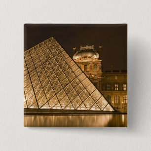 Chapa Cuadrada Francia, París. El Louvre a la luz del crepúsculo.