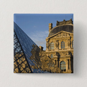 Chapa Cuadrada Francia, París, Museo del Louvre y la Pirámide,