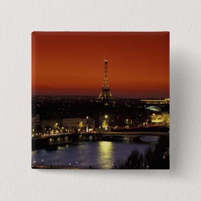 Chapa Cuadrada Francia, Paris Sunset view of Eiffel Tower y (Anverso)