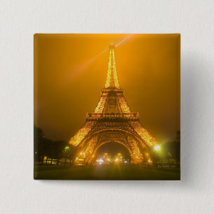 Chapa Cuadrada Francia, París. Torre Eiffel iluminada a las 3