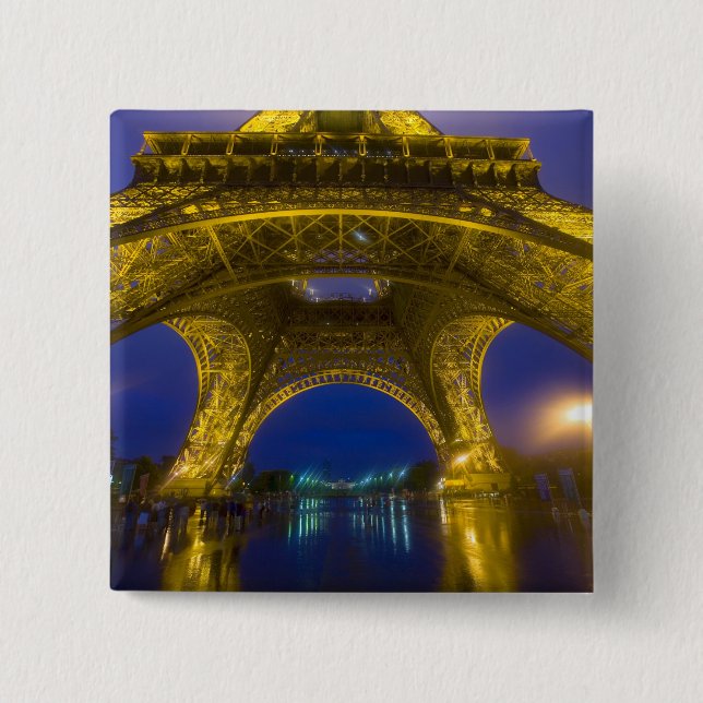 Chapa Cuadrada Francia, París. Torre Eiffel iluminada en (Anverso)
