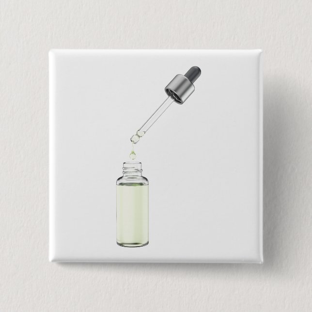 Chapa Cuadrada Frasco de gafas de vidrio abierto con pipeta (Anverso)