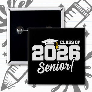 Chapa Cuadrada Frase divertida de graduación de la clase de 2026 