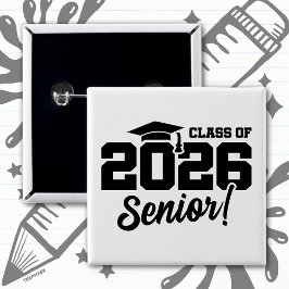 Chapa Cuadrada Frase divertida de graduación de la clase de 2026
