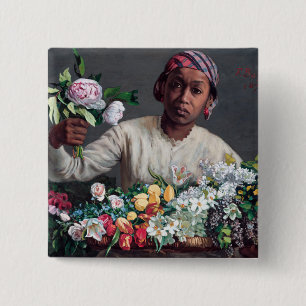 Chapa Cuadrada Frederic Bazille - Mujer joven con peonías