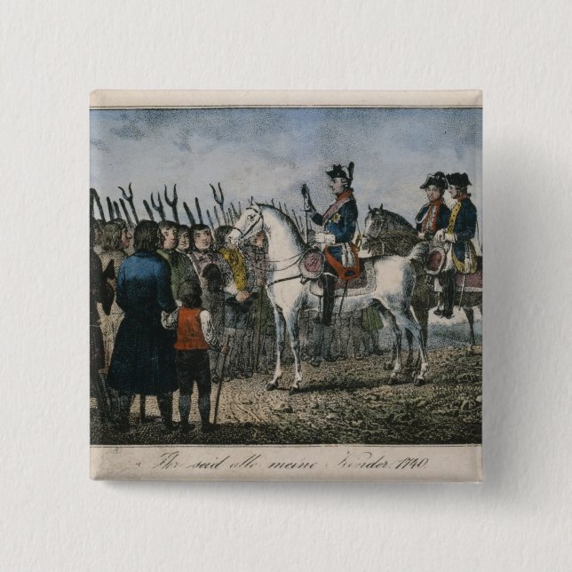 Chapa Cuadrada Frederick el grande con los granjeros (Anverso)