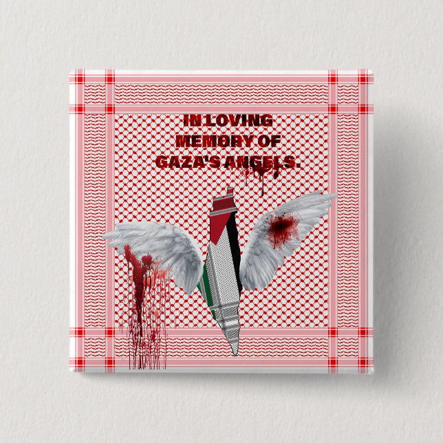 Chapa Cuadrada Free Palestine Pin, tema palestino de miedo (Anverso)