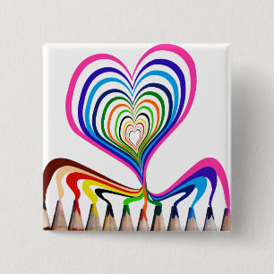 Chapa Cuadrada fresco y hermoso Corazón pintado de mano con colo