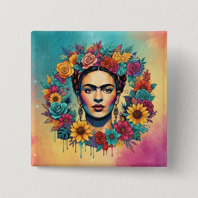Chapa Cuadrada Frida Kahlo (Anverso)