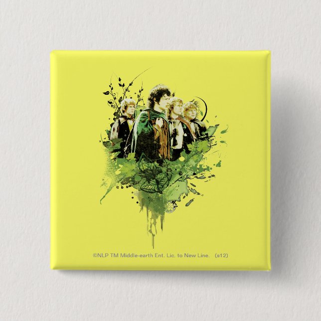 Chapa Cuadrada FRODO™ con colección de vectores de Hobbits (Anverso)
