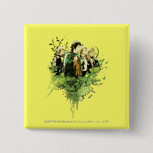 Chapa Cuadrada FRODO™ con collage del vector de Hobbits