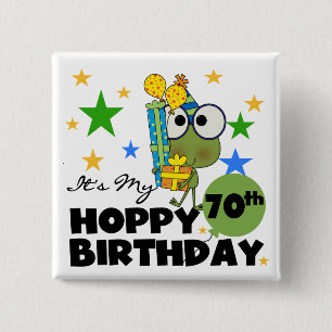 Chapa Cuadrada Froggie Hoppy 70º cumpleaños
