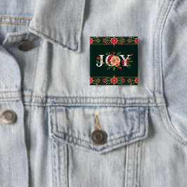 Chapa Cuadrada frontera floral de Navidad ALEGRÍA