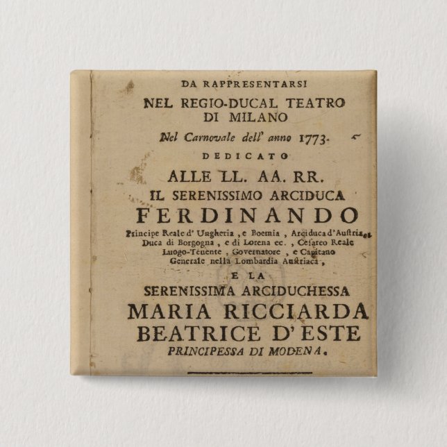 Chapa Cuadrada Frontispiece Lucio Silla de Mozart de ' (Anverso)