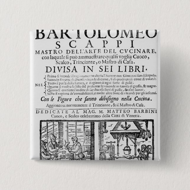 Chapa Cuadrada Frontispiece para cocinar el libro de Bartolomé (Anverso)