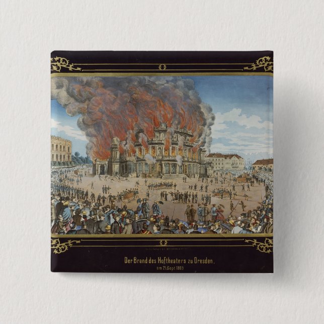 Chapa Cuadrada Fuego en el teatro real en Dresden (Anverso)