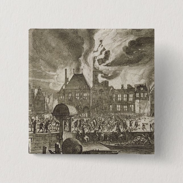 Chapa Cuadrada Fuego en viejo ayuntamiento, el 17 de julio 165 (Anverso)