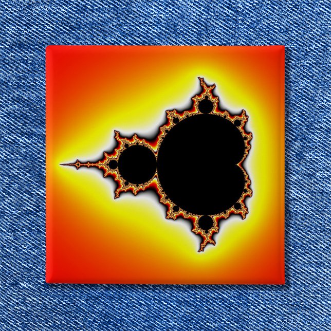 Chapa Cuadrada Fuego Fractal de Mandelbrot (Fire Mandelbrot Pinback Button)