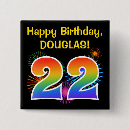 Chapa Cuadrada Fuegos artificiales divertidos + Patrón Arcoiris "