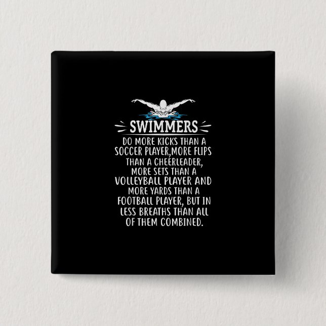 Chapa Cuadrada Fuertes Regalos De Natación En Natación Para Mujer (Anverso)