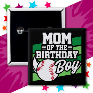 Chapa Cuadrada Fun Kids Fiesta de Béisbol Mamá del niño de cumple